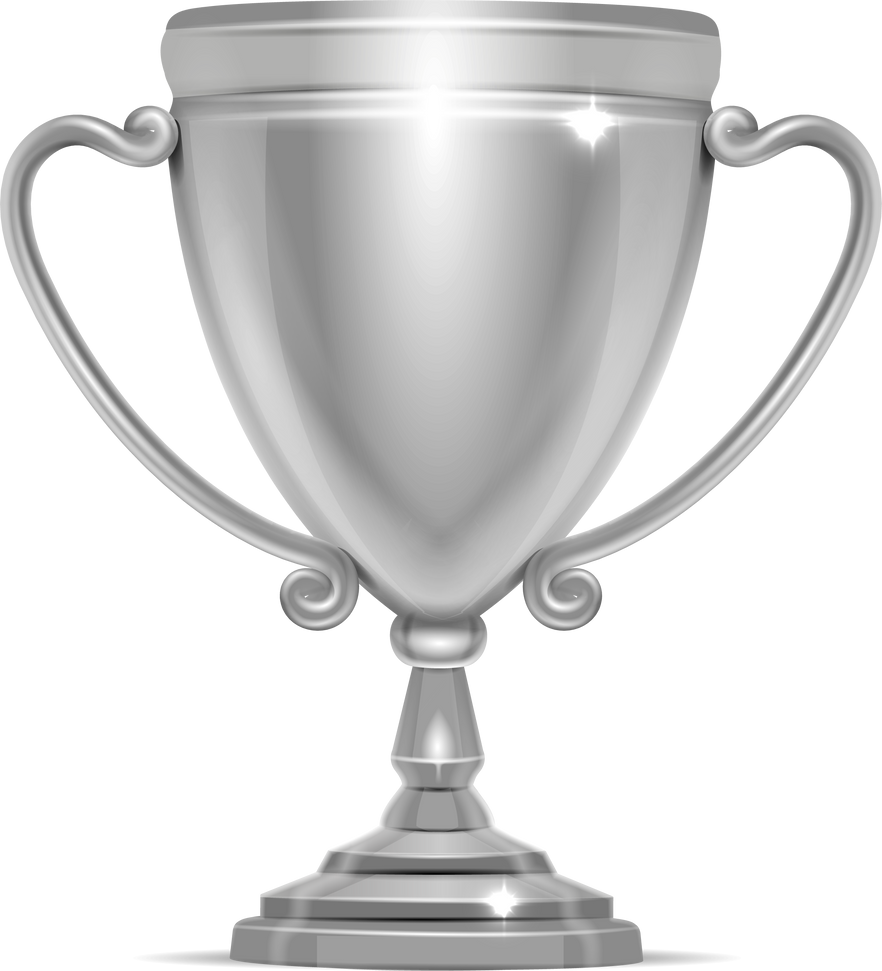 Silver award cup. Realistic metal trophy goblet